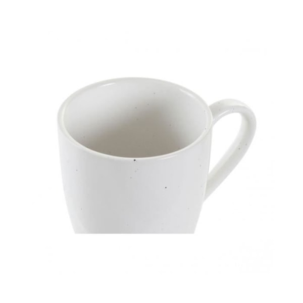 4 mukin setti DKD Home Decor Natural Rubberwood White Stoneware (300 ml)