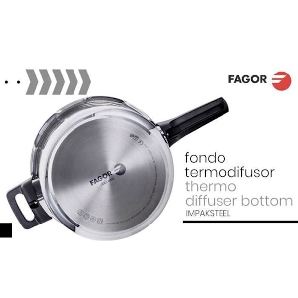 Autoku cooker 6 liter, induktion, rustfrit stål 18/10, 2 trykniveauer FAGOR Rapid Xpress 6 sølv 800062