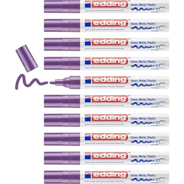 Maalitussi - EDDING - 750 - Violetti - 10 kynää - Pyöreä kärki 2-4mm Lila