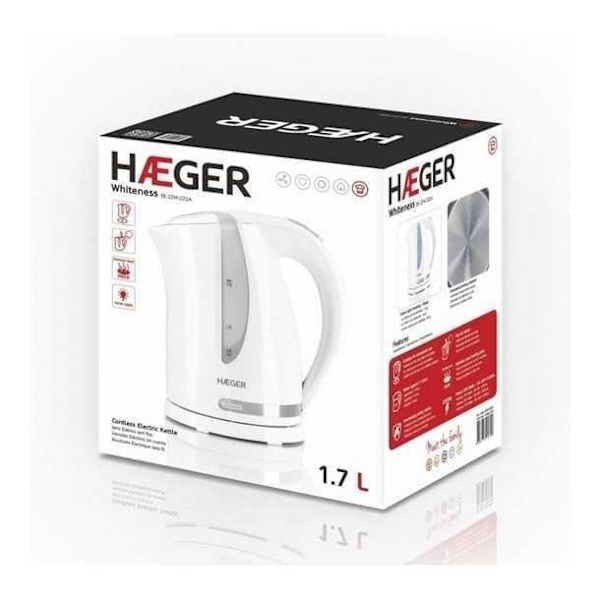 Vedenkeitin - Haeger - Valkoisuus - 2200 W - 1,7 L - Langaton kaato
