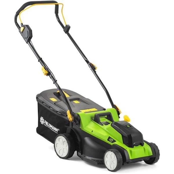 Gräsklippare utan sladd - FIELDMANN - 20V - Klippbredd 37 cm - Max höjd 75 mm - Batteri och laddare ingår inte Grön och svart