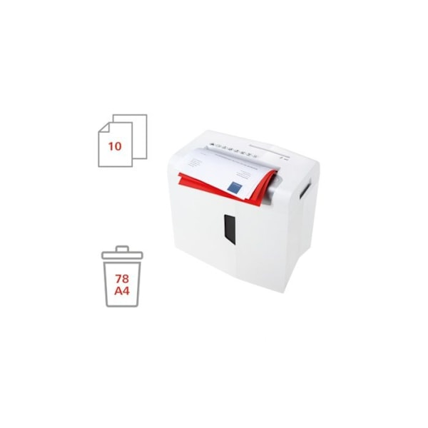 Dokumentförstörare - HSM - Shredstar S10 - Skär i 6 mm remsor - Kapacitet 10 ark - 18 L behållare Vit