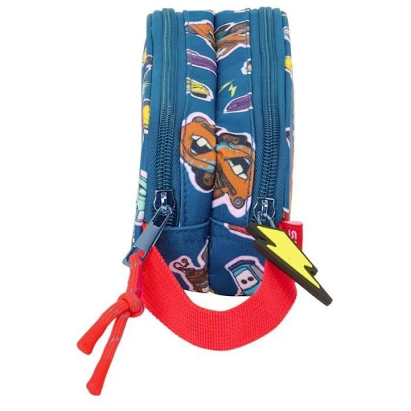 Trousse - Biler - Racing - 21 CM - 2 Rum - Lynlås - Blå