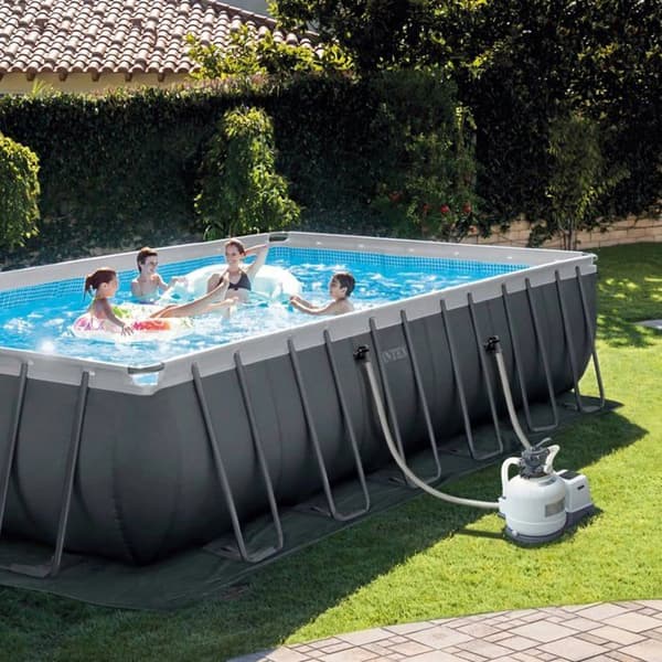 Rektangulær Ultra XTR Frame Pool 732cm x 366cm x 132cm Antracit Intex