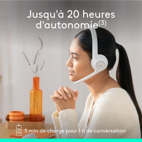 Hovedtelefoner - Trådløs - Logitech - Zone 300 - Bluetooth - Støjreducerende - Hvid
