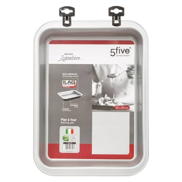 Rektangulär form - FIVE - 32x24cm - Metall - Diskmaskinssäker - Traditionell ugn Svart