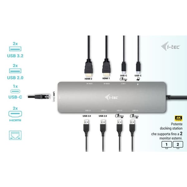 I-TEC USB-C Metallinen Nano Dock 2x