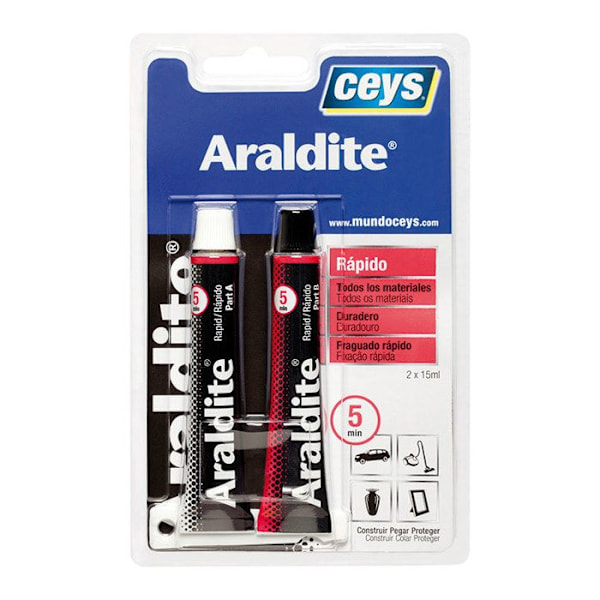 Hurtig lim - Araldit - 15+15ML - Sort farve - Høj ydeevne - Hurtigtørrende