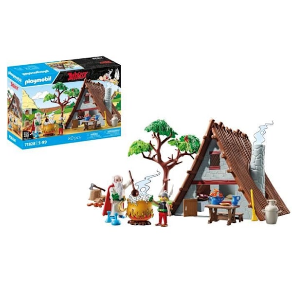 PLAYMOBIL 71828 Asterix-hydda med Panoramix, Asterix, tecknade seriefigurer, 80 delar, Från 5 år Flerfärgad