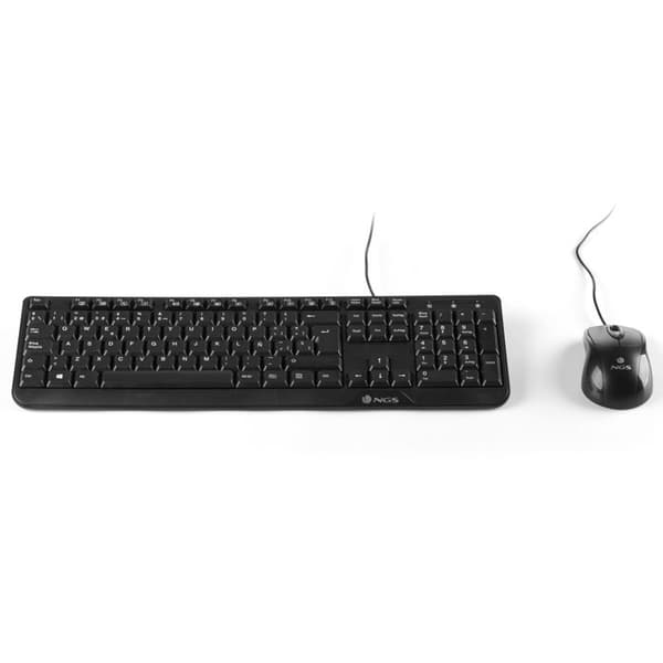 NGS Cocoa Kit tastatur og mus sæt - USB Optisk 1000 dpi - 5 knapper - AZERTY - Sort