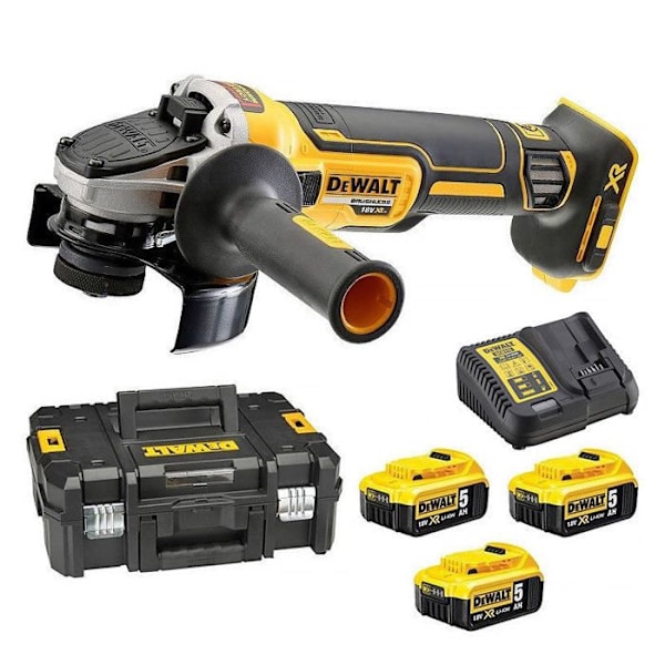 DeWALT Vinkelsliber 125mm (børsteløs), 18V/5 Ah (uden batteri eller oplader) - DCG405P3-QW