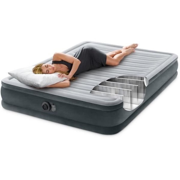 Intex luftmadras - 2 personer - 150 x 200 cm Färg: Ljusgrå / Mörkgrå kant