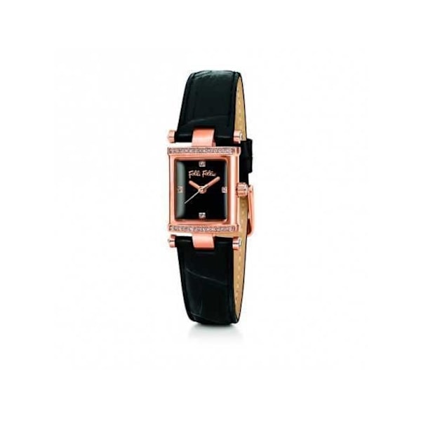 Dameur - Folli Follie - WF13B037SSS - Sort Læder - Quartz - Ø 18 mm Svart