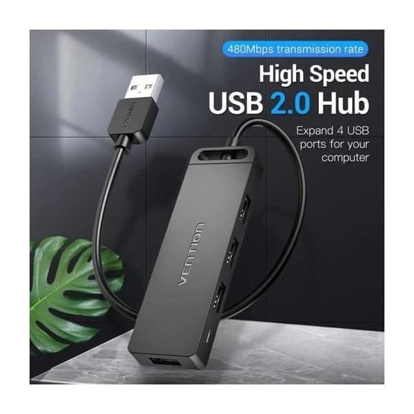USB 2.0 Hub - VENTION - CHMBD - 4 Porte - 50cm - Sort