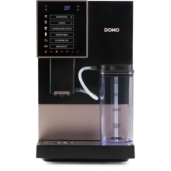 Automatisk espressomaskin med kvarn - DOMO - DO743K - 1350 W - 19 bar - 125 g kaffe - Svart