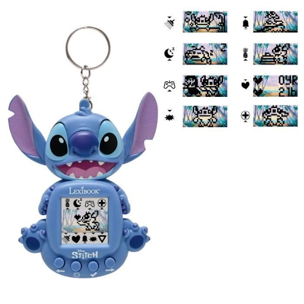 LEXIBOOK Min virtuelle makker Stitch, Min Bedste-e, Bærbar spillekonsol til børn, Farvet skærm, Disney, JLMB10D, Fra 5 år Blå