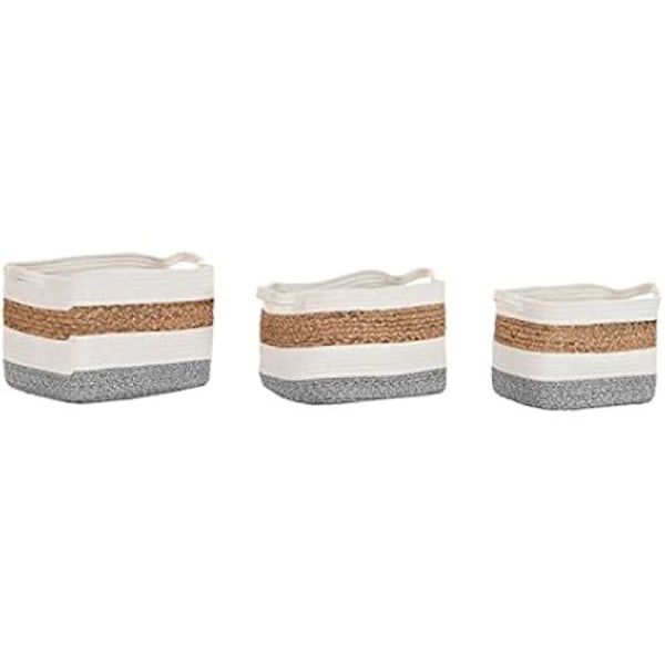 Set med korgar - DKD Home Decor - Standard - Bomull - Vit och grå - Mått 38x29x29 cm vitt och grått