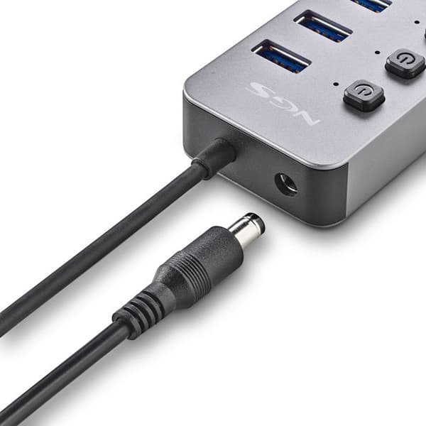 NGS IHUB 10 : Hub 10 porter USB 3.0, overførsel 5Gbps, kabel 180mm, Plug & Play, sort