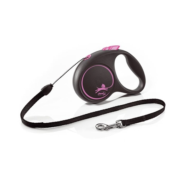 Taluttimen musta Design S johto 5m musta/vaaleanpunainen Flexi FU12C5-251-S-CP