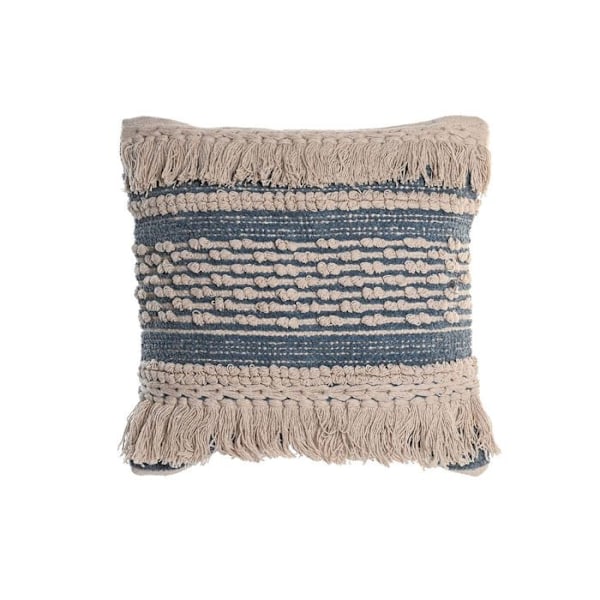Kudde - Boho - 45 x 10 x 45 cm - Blå - Avtagbar - Inomhus blå vit