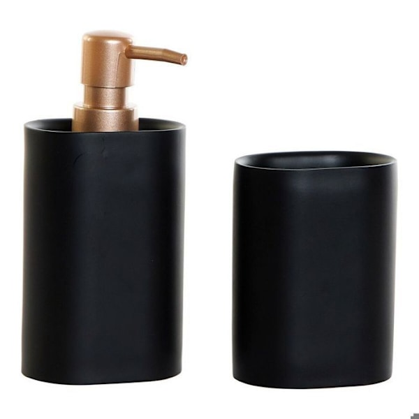 Accessories til badeværelse i PVC harpiks glam DKD Home Decor (x3) svart guld