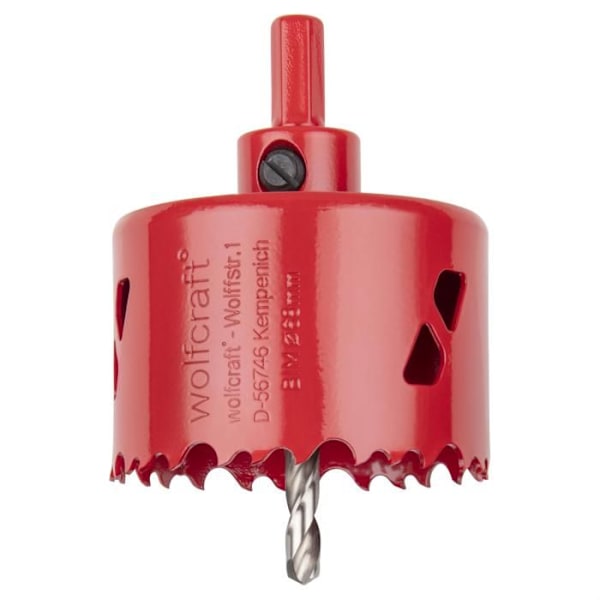 wolfcraft - BiM Multi Material Hulsav - Diameter 68 mm - Skæredybde 40 mm, Centreringsbor - ref. 5474000 Rött och grått