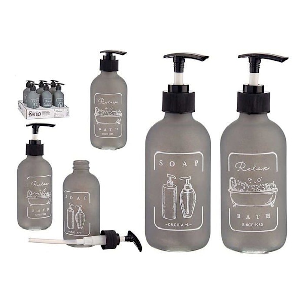 Bigbuy home sæbedispenser - S3608353 - Sort Grå Glas polypropylen (6,5 x 16 x 6,5 cm)