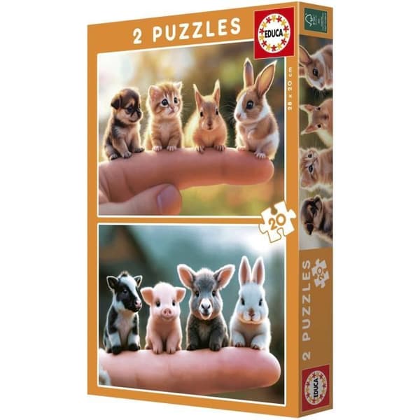 Palapeli - EDUCA - Vauvaeläimet - 2 x 20 kappaletta