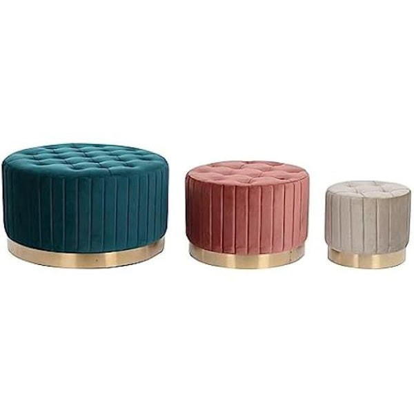 Fotpall - DKD Heminredning - Standard - Metall och sammet - 80x80x45 cm - Färger Guld, Grön, Burgund guld, grönt, vinrött