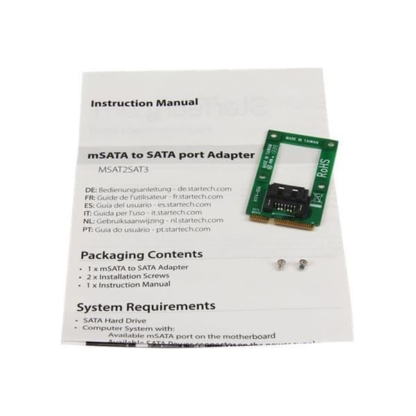 mSATA til SATA-adapter - STARTECH - MSAT2SAT3 - 6 Gb/s - Rød - Intern