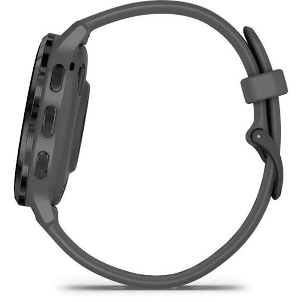 Yhdistetty GPS-kello - GARMIN - Venu 3S - 30,4 mm (1,2") - Harmaa teräs, tummanharmaa kotelo ja tummanharmaa silikoniranneke Mörkgrå