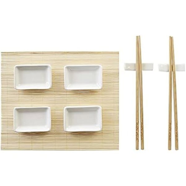 Sushisæt - DKD Home Decor - Standard - Bambus - 28 x 22 x 2,5 cm - Naturhvid Färg: Naturvit, färg: Vit