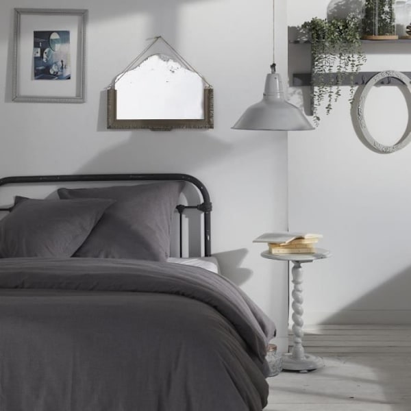 Sengetæppe - I DAG - CHARME - Chambray - Mørk grå Capucine - 260 x 240 cm
