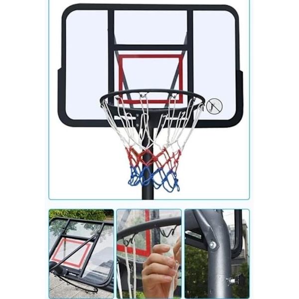 DEVESSPORT Justerbar professionel basketballkurv 1,90-3,05m (Officiel højde), mobil vægtet base, udendørs have