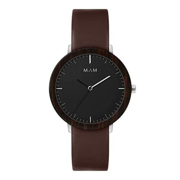 Klocka - MAM - MAM627 - Ø 39 mm - Läder - Vattentät 3 atm Brun svart