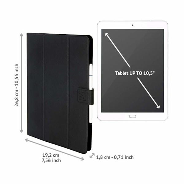 Coque - TUCANO - Facile Plus - Folio Stil - Antiskrid - Ridsefast - 10 tommer Sort
