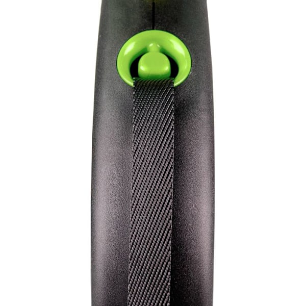 Rullahihna - FLEXI - Design S - 5m - Musta/Vihreä - Mukava jarrujärjestelmä sort/grøn