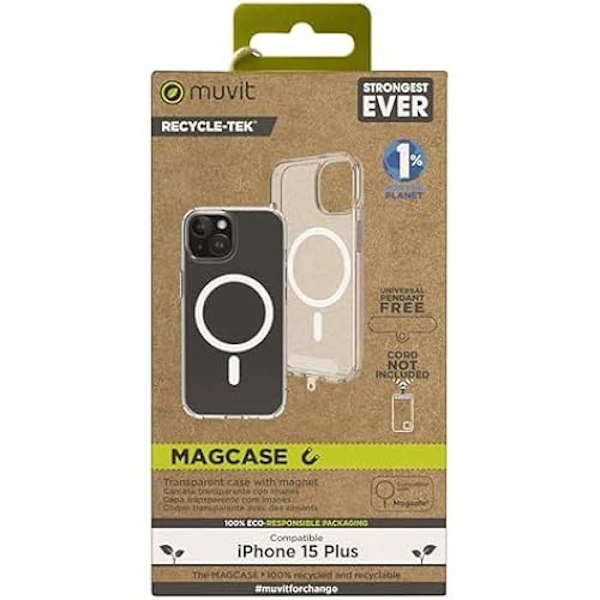 Muvit Funda Recycletek Magsafe Transparente til iPhone 15 Plus Transparent