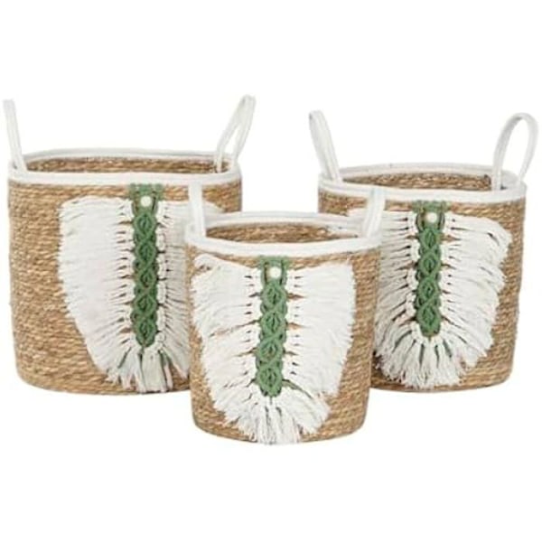 Korit - HOME ESPRIT - 3 kpl setti - Trooppinen luonnonkuitu - Monivärinen - 39 x 39 x 47 cm Flerfärgad