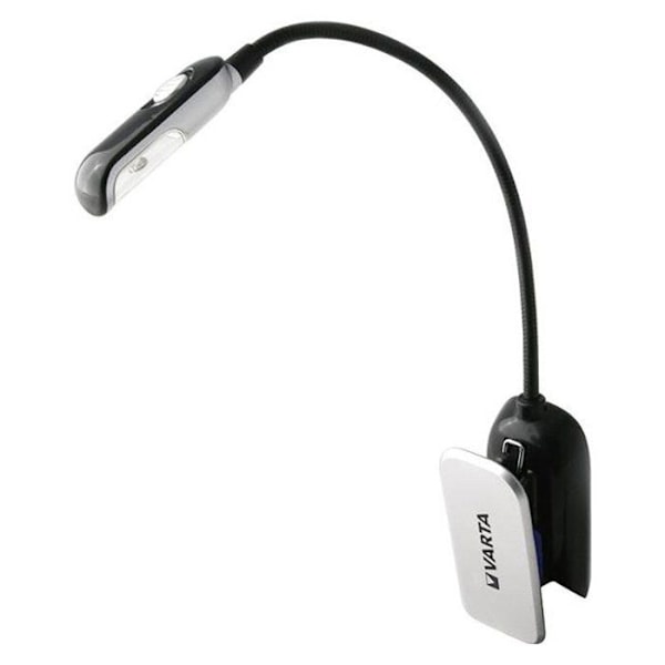Varta læselampe med 30g clips - Sort - 5mm LED - Batterilevetid 26h00 Sort, Sølv