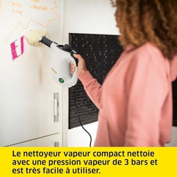 Damprenser - KARCHER - SC 1 - Damptryk 3 bar - Forvarmningstid 3 min - Effekt 1200 W vit svart