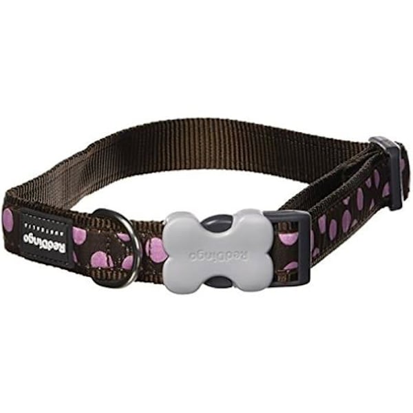 Krage - RÖD DINGO - Polka Dot Style - Rosa/Brun - Justerbar - Slitstark Prickmönster - Rosa/brunt