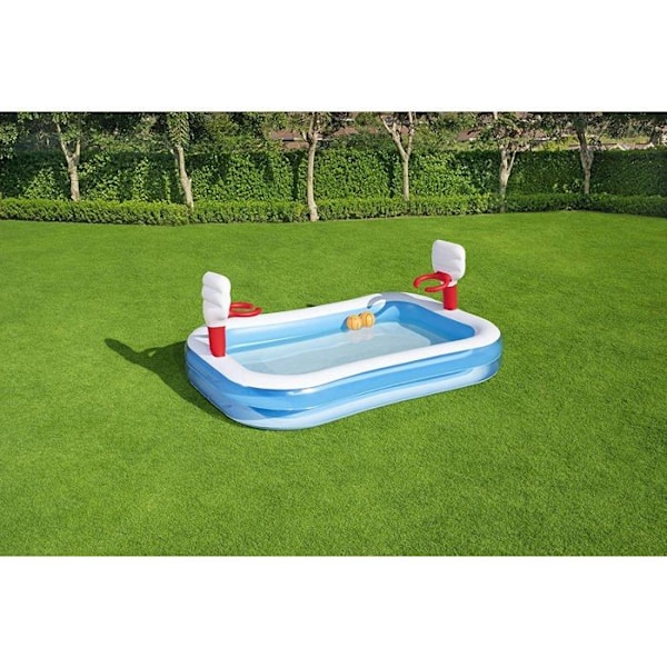 Svømmepool - BESTWAY - 254 x 168 x 102 cm - Basketballbane - 2 oppblåsbare rør - Udendørs