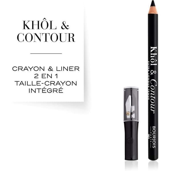 Krølleøjner - Bourjois - KOHL&CONTOUR - 001 Sort - 1,2 g - Intense og defineret blik Sort