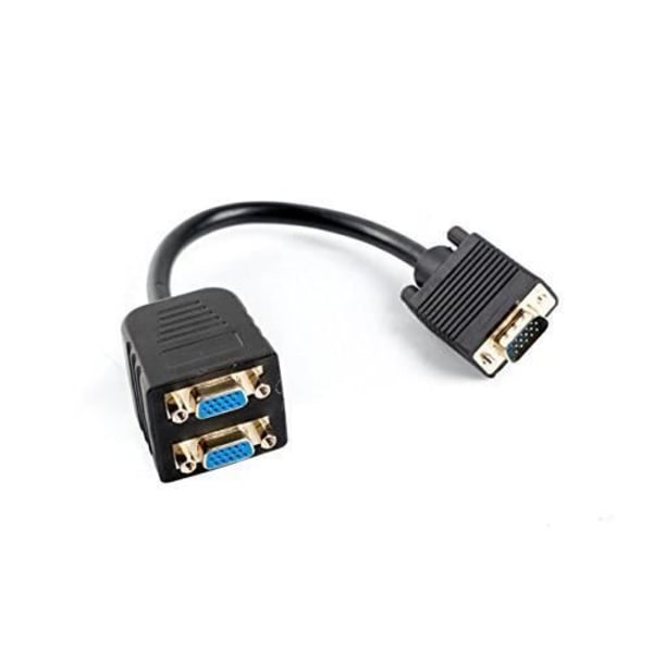 lanberg AD 0020 BK VGA (15 ben) han til 2 x VGA 15 ben hun splitter adapter med kabel, 20 cm