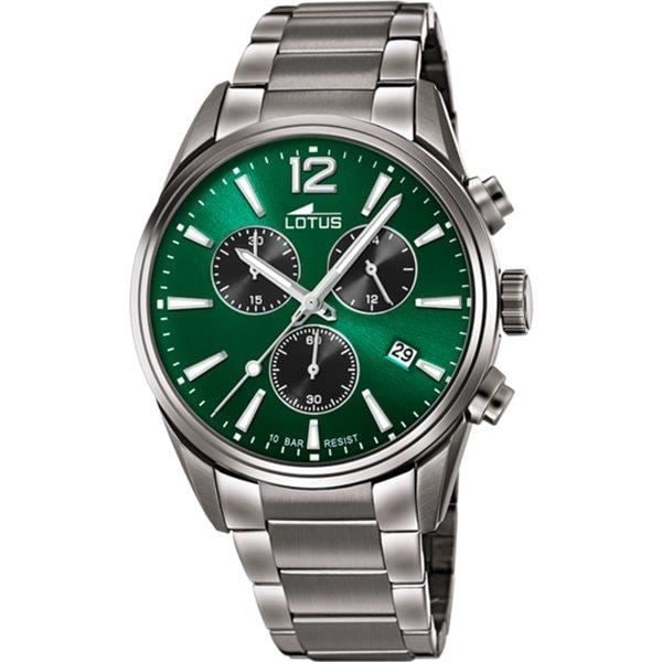 Lotus ur - Mand - Sort stål - Chronograf og dater Svart