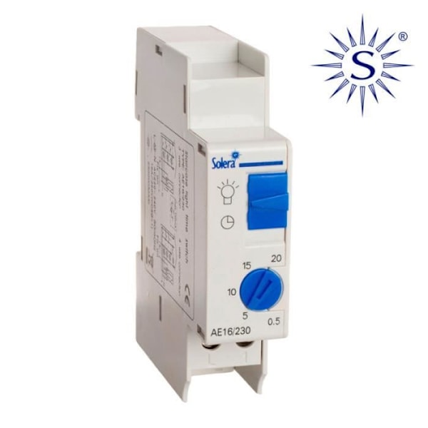 Automatisk timer - Solera - 1 din-modul - Självutlösarestid 30 sekunder - Spänning 230V AC Vit