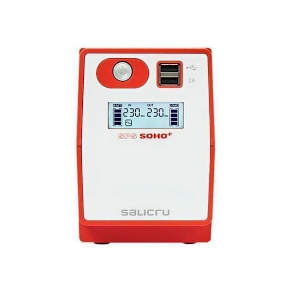 Ekstern inverter - SALICRU - SPS SOHO+ SPS 850 SOHO+ IEC - 480 Watt - 850 VA - 4 udgangsstik Rød, Hvid
