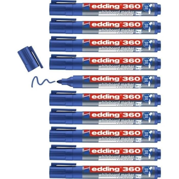 Valkotaulumerkit - reunus - 360 - Pyöreä kärki - 1,5-3 mm - 10 kpl pakkaus Blå