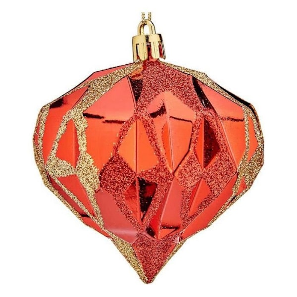 diamant julekugler ø 8 cm rød plast 8 x 9 x 8 cm
